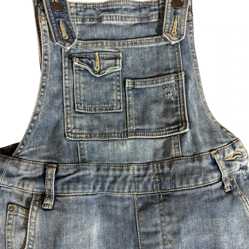 Free People Overalls Womens 25 Blue‎ Denim Sleeveless Bib Adjustable Buttons Top